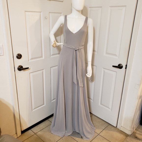 Show Me Your MuMu Gray Maxi Dress with Flowing Design - Picture 1 of 11
